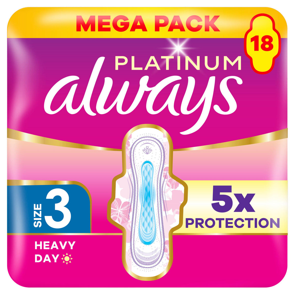 Always Platinum sanitary towels Size 3 Day & Night - British product