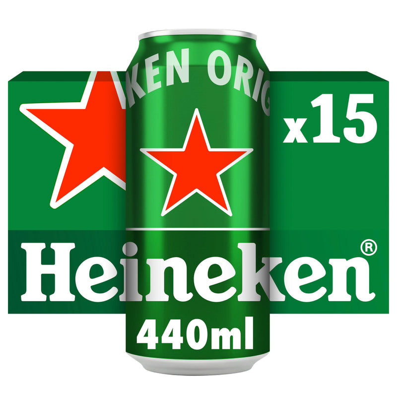 Heineken Premium Lager beer 15x440ml cans, UK version