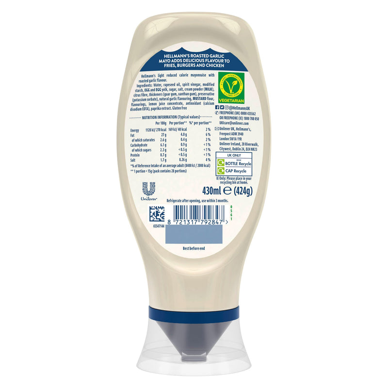 Hellmann's Roasted Garlic Mayonnaise 430ml, UK version