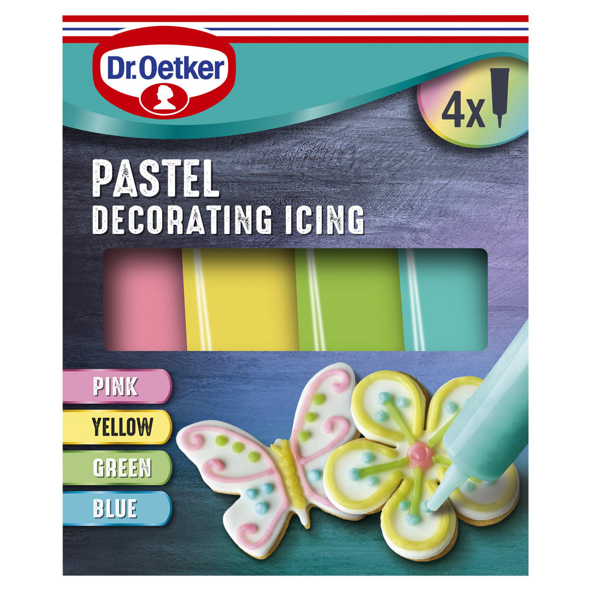 Dr. Oetker pastel writing icing 4 x 17g - British product