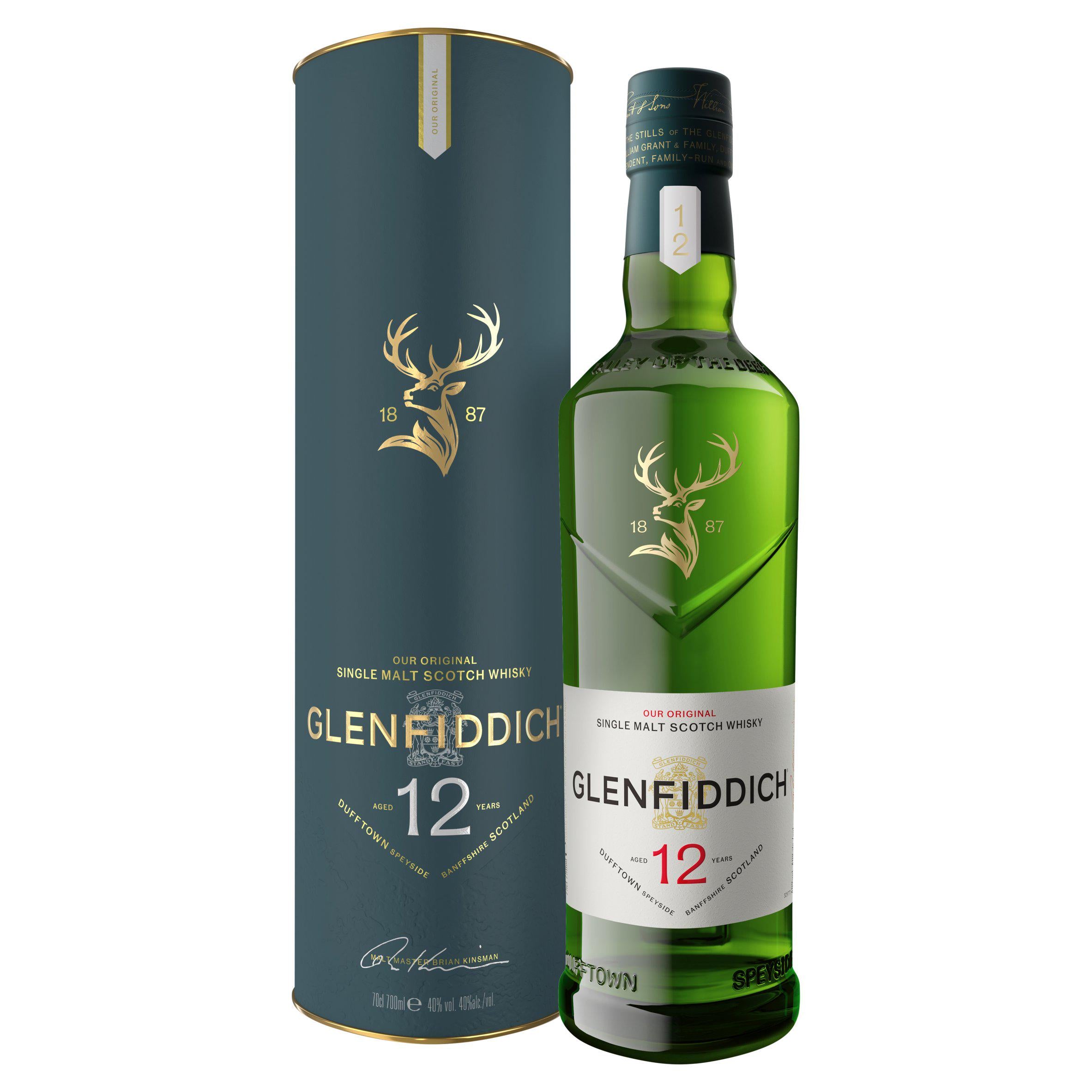 Glenfiddich 12 Year Old Single Malt Scotch Whisky 70cl, imported from the UK