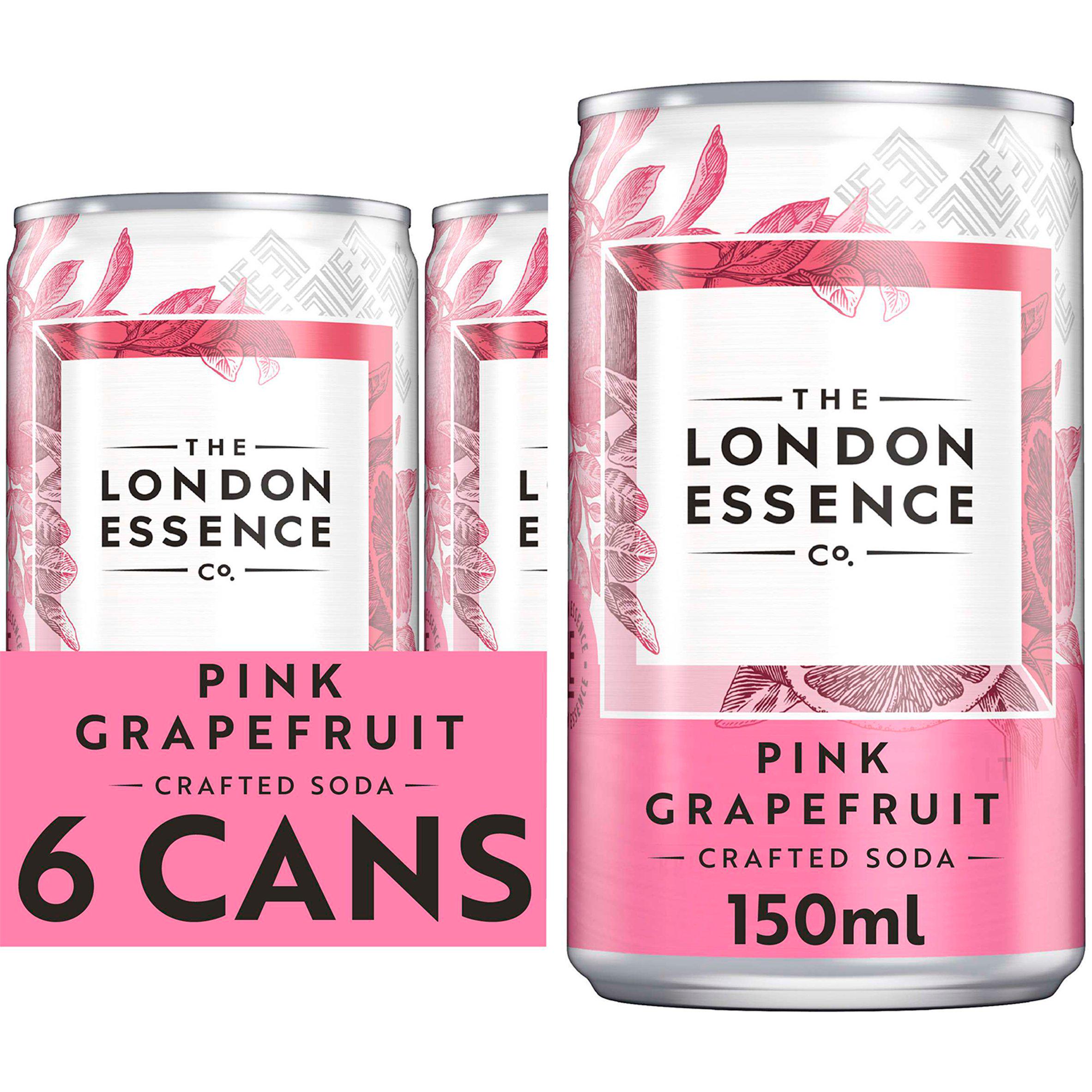 The London Essence Co. pink grapefruit soda 6x150ml, UK version