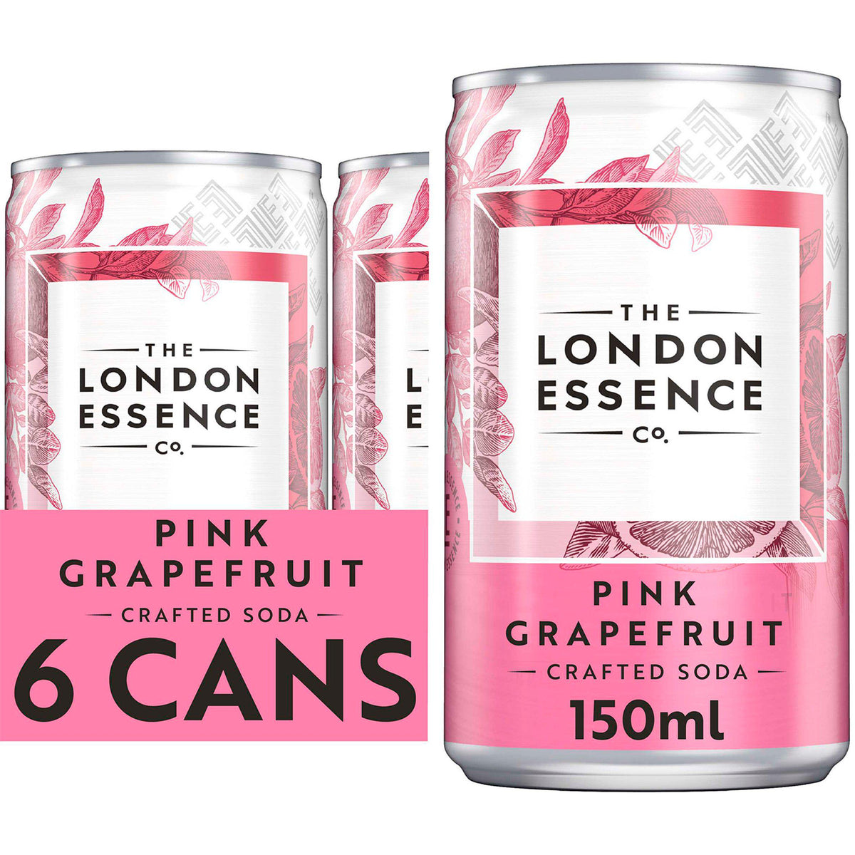 The London Essence Co. pink grapefruit soda 6x150ml, UK version