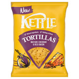 Kettle Mature Cheddar Red Onion Tortilla Chips 140g, imported from the UK