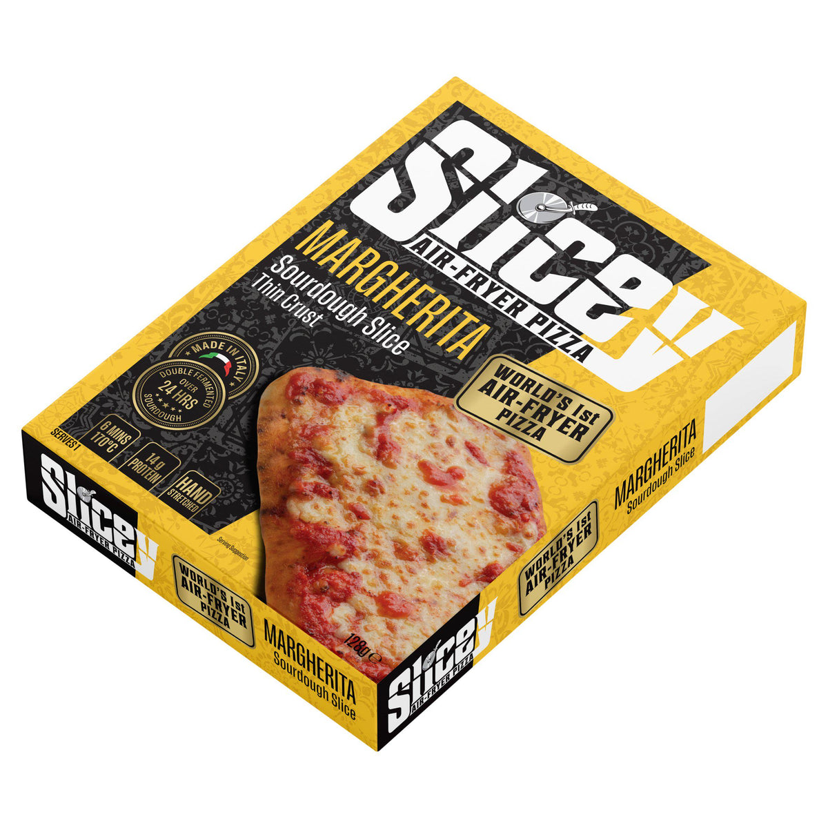 Slicey Margherita Sicilian style thin crust pizza 128g (British brand)