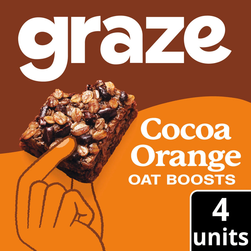 Graze kakao og appelsin superfood havre firkantede bid med kakaonibs og quinoa 4x30 g