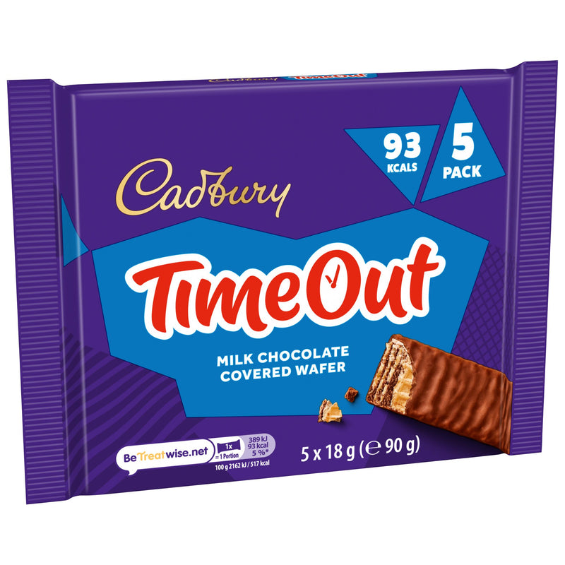 Cadbury Timeout wafer bars multipack 5 x 18g, imported from the UK