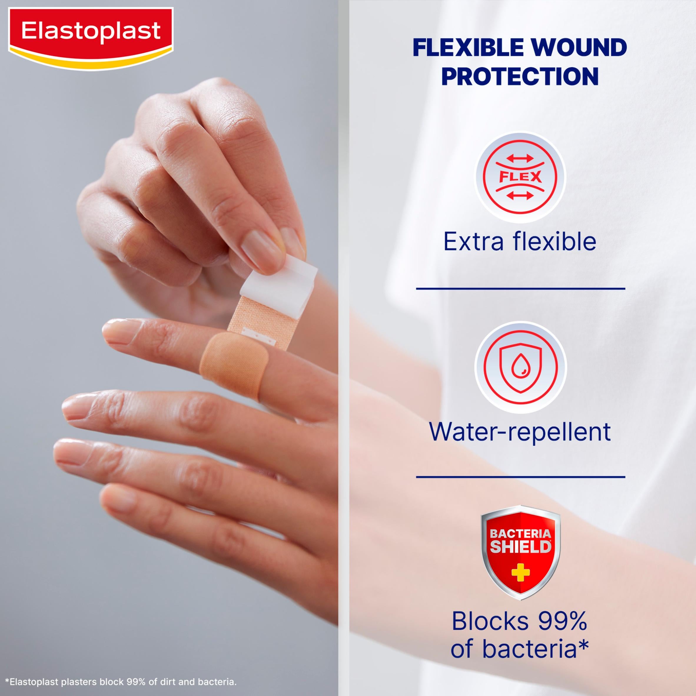 Elastoplast extra flexible fabric plasters assorted strips 40 (British brand)