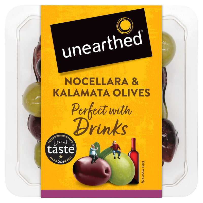 Unearthed Nocellara and Kalamata olives 140g (British brand)