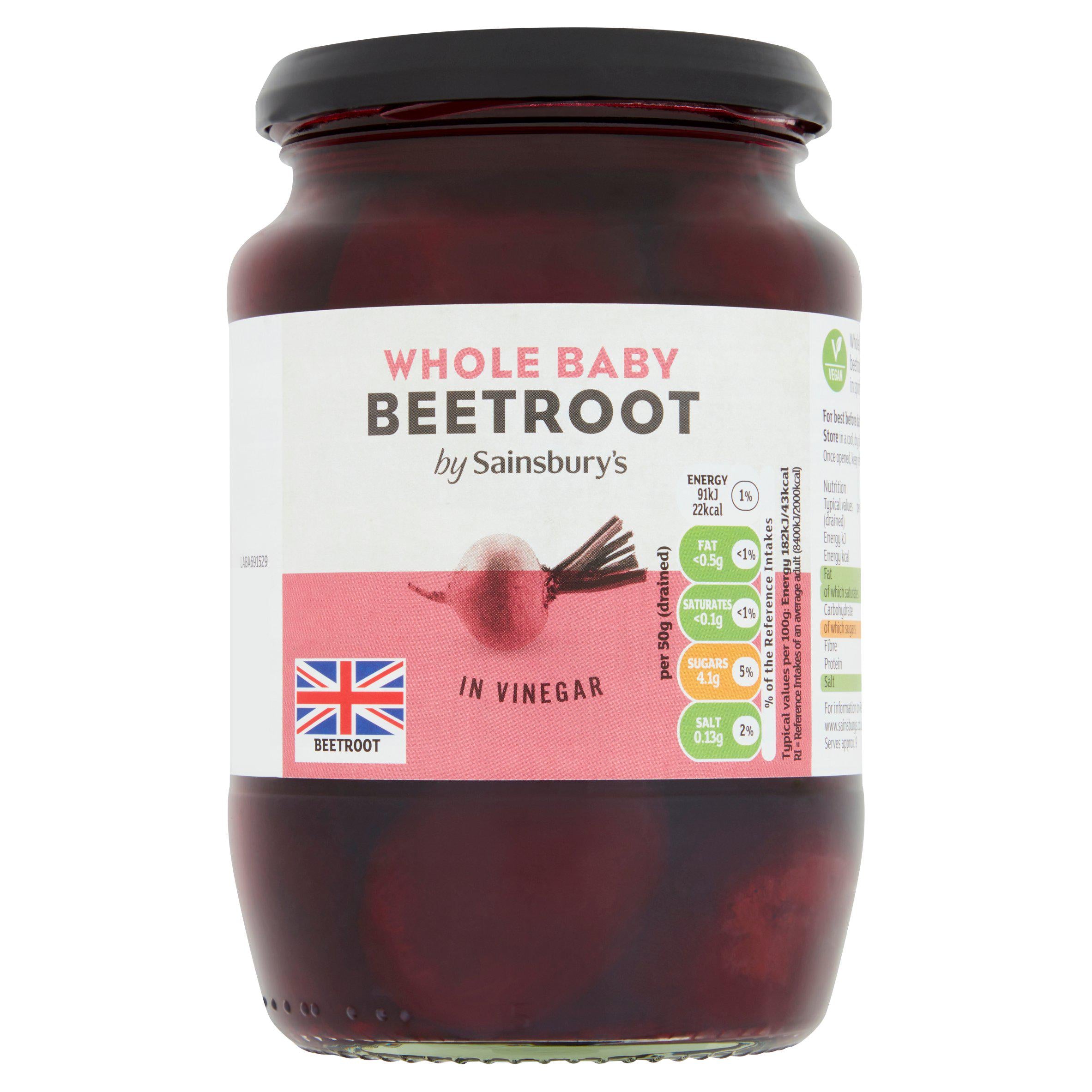 Sainsbury's whole baby pickled beetroot in vinegar 710g, imported from the UK