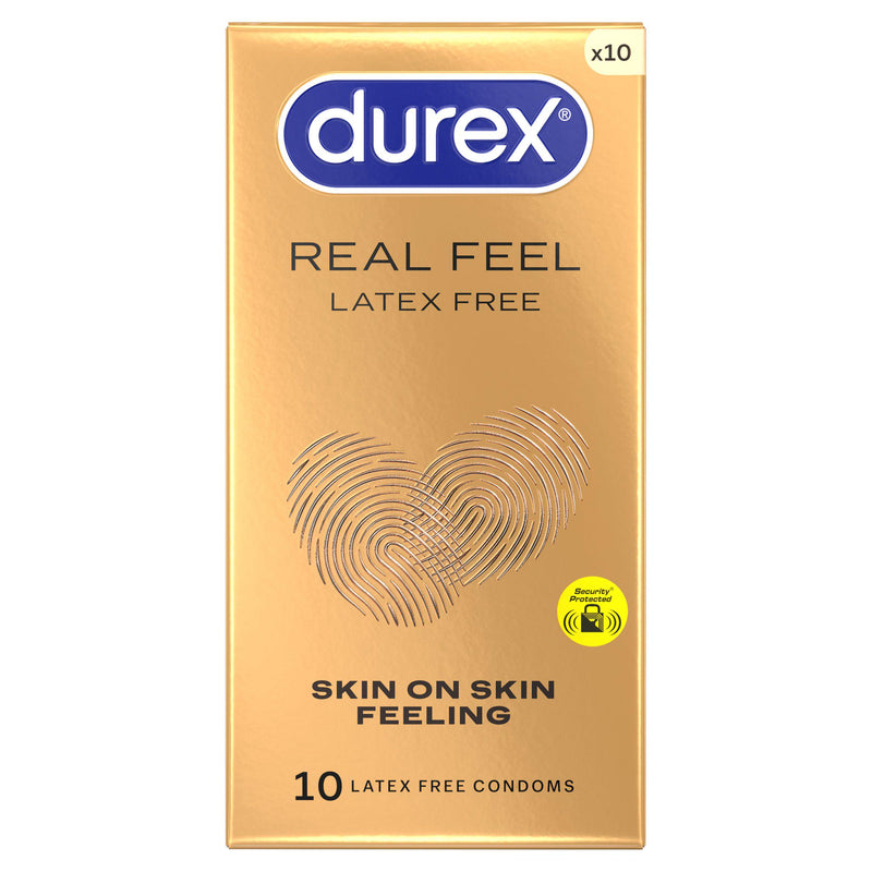 Durex Real Feel latex free condoms 10 pack, imported from the UK