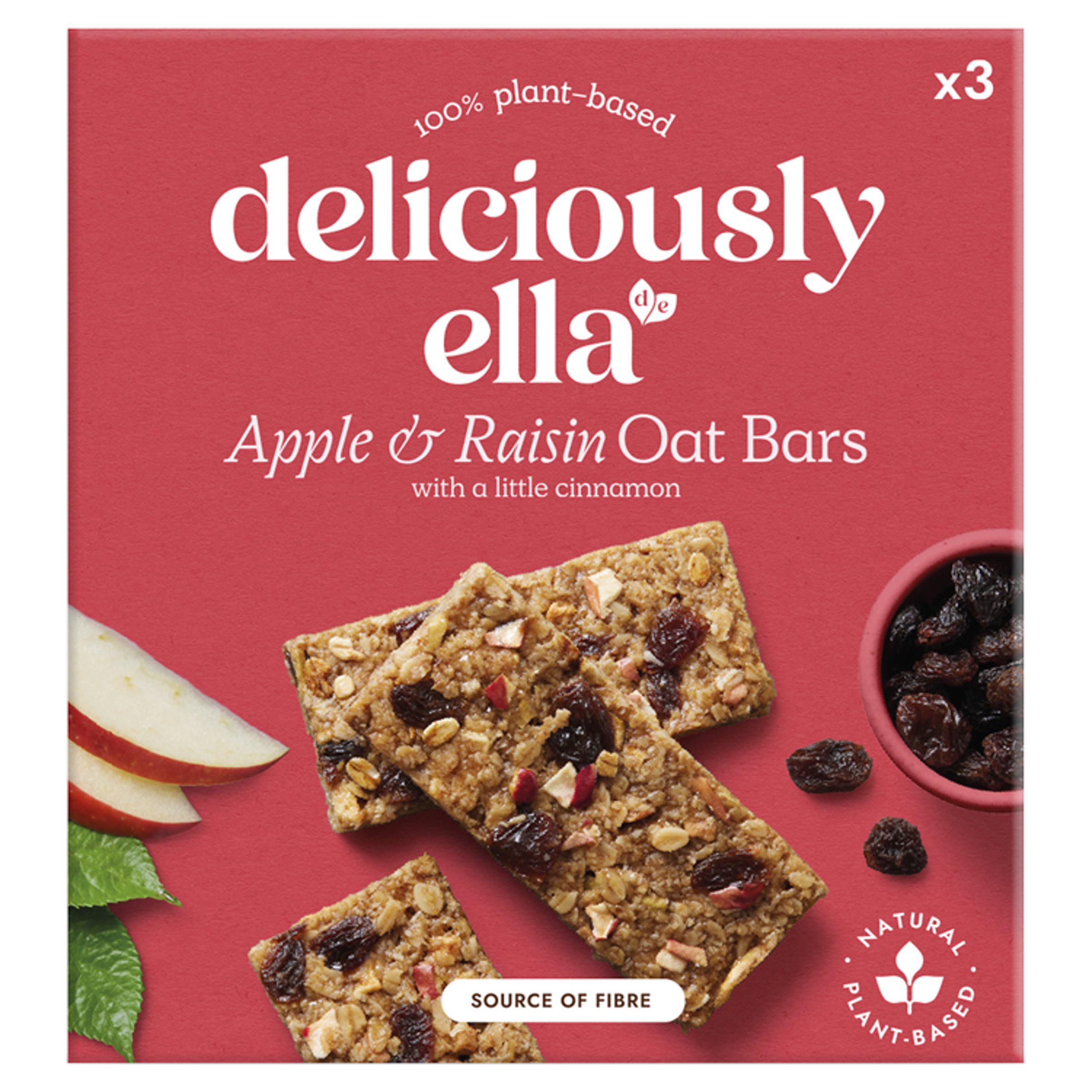 Deliciously Ella apple raisin cinnamon oat bars multipack 3x50g, imported from the UK