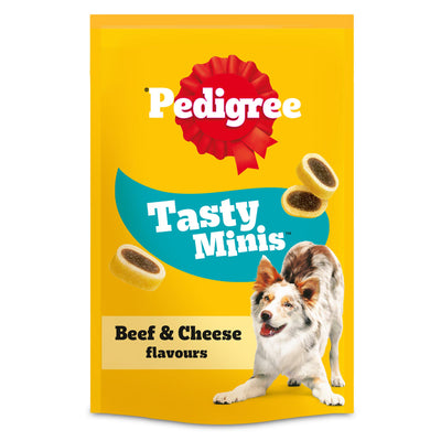 Sainsburys Pedigree Tasty Minis Adult Dog Treats Cheese & Beef Nibbles 140g- Buy online at McGrocer