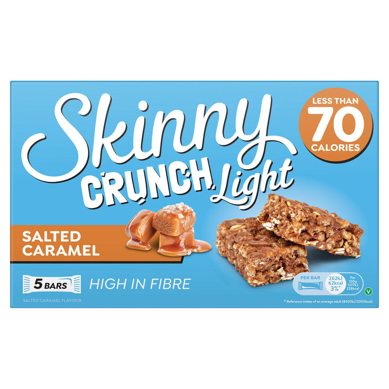 Skinny salted caramel crunch cereal bars 5-pack, imported from the UK
