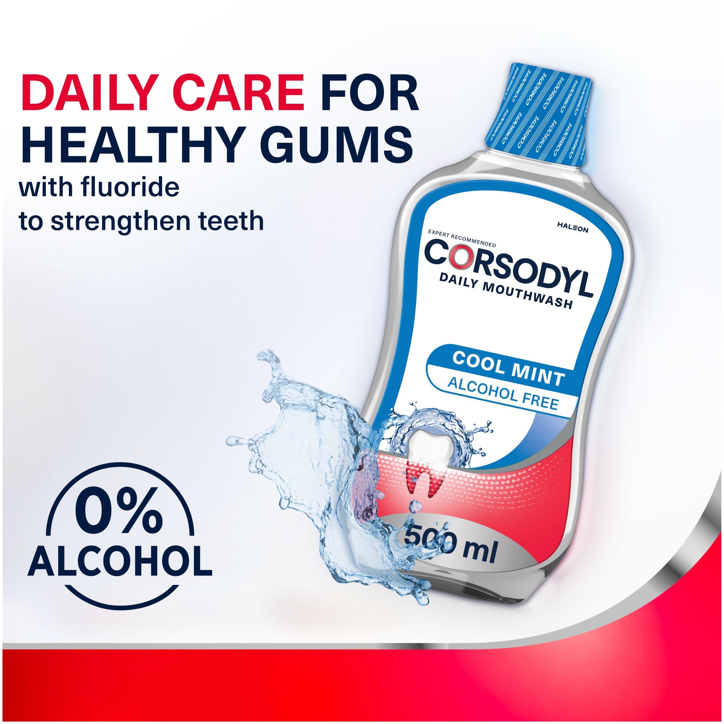 Corsodyl mouthwash cool mint 500ml, imported from the UK