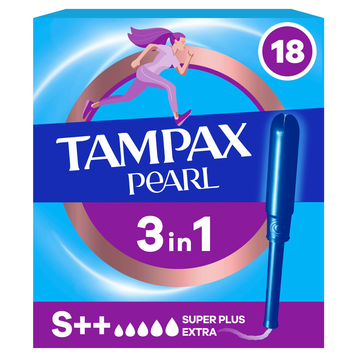 Tampax Pearl Super Plus Extra tampons 18 count (British brand)