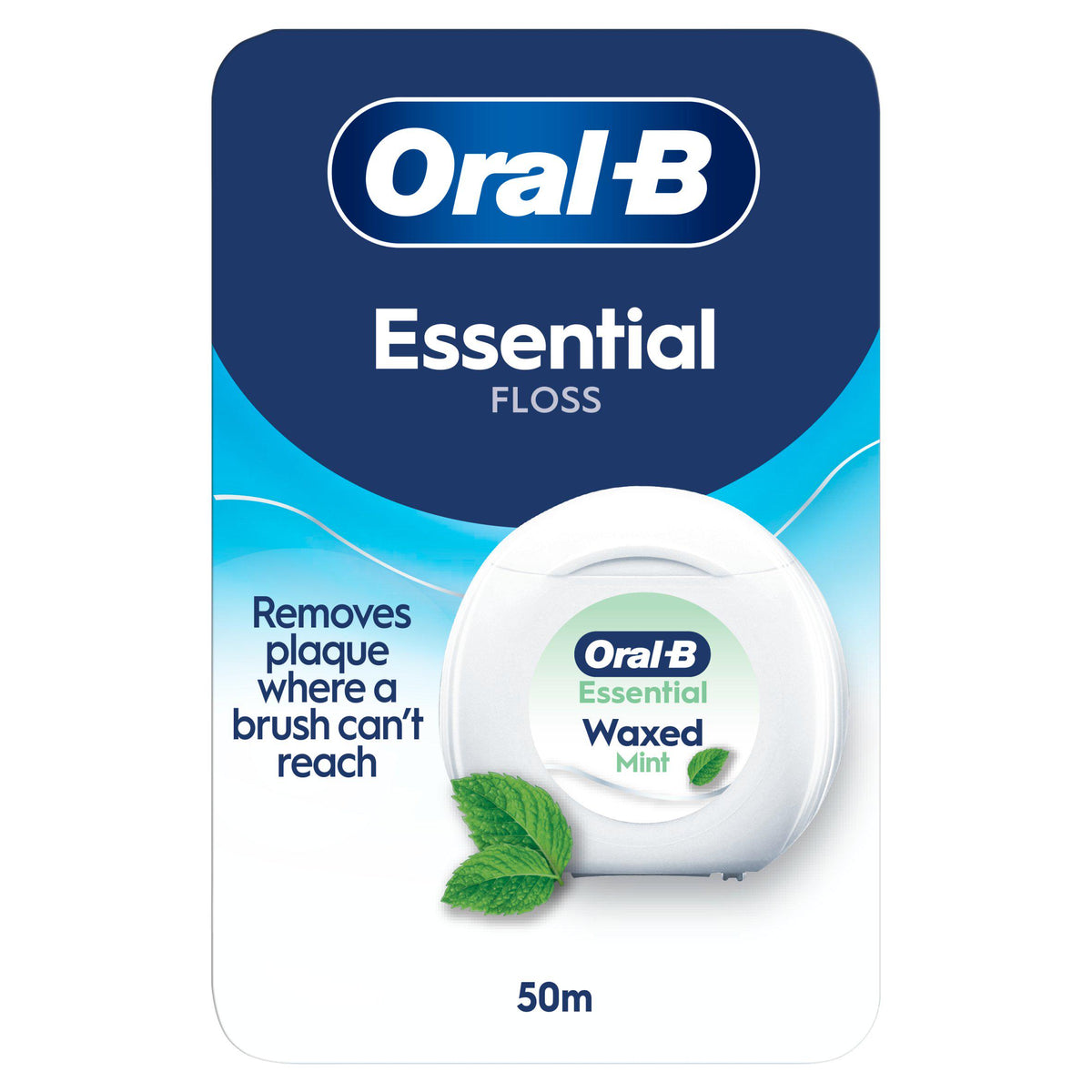 Oral-B Essential Waxed Regular Mint Dental Floss 50m, UK version