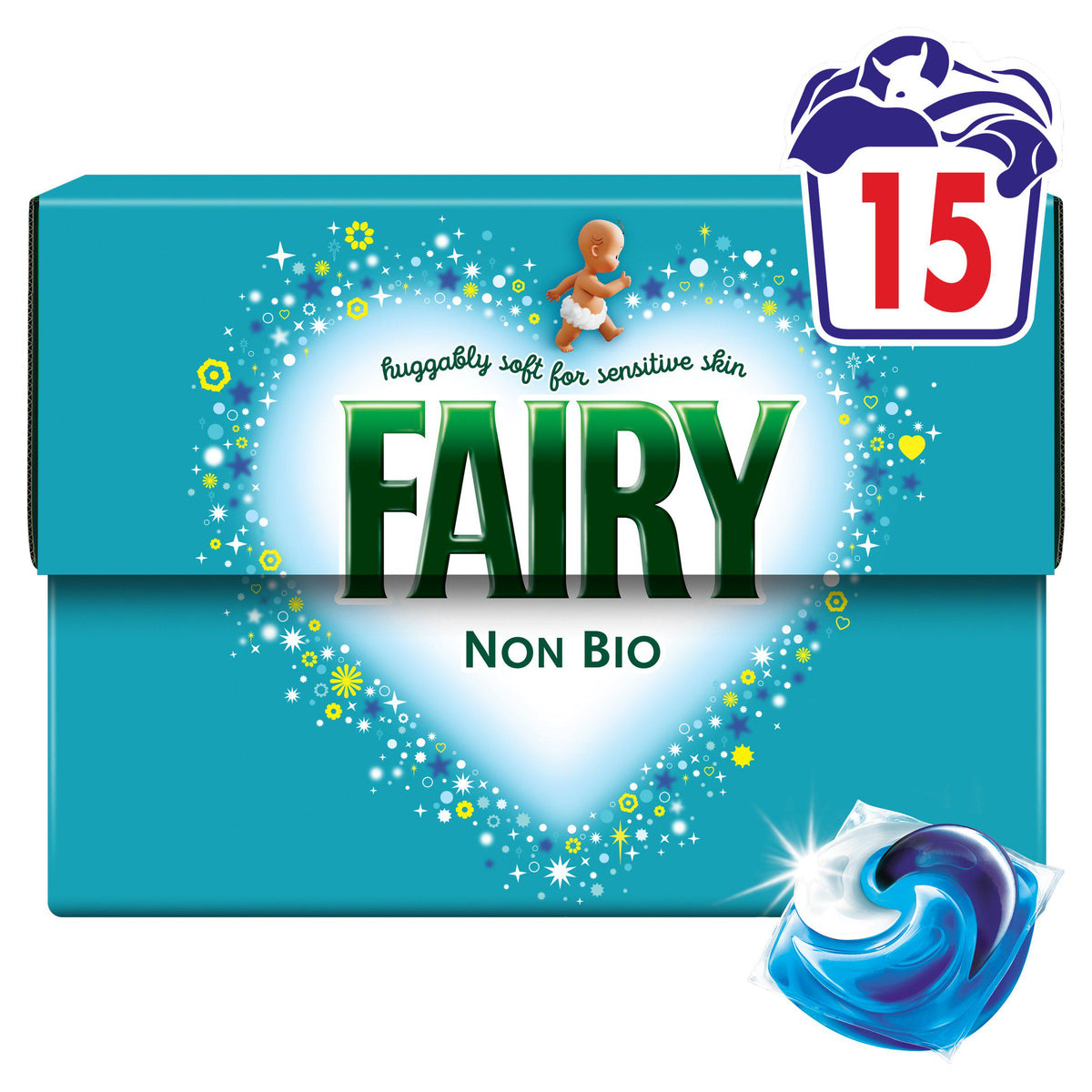 Fairy non bio laundry detergent pods 15 washes, UK version