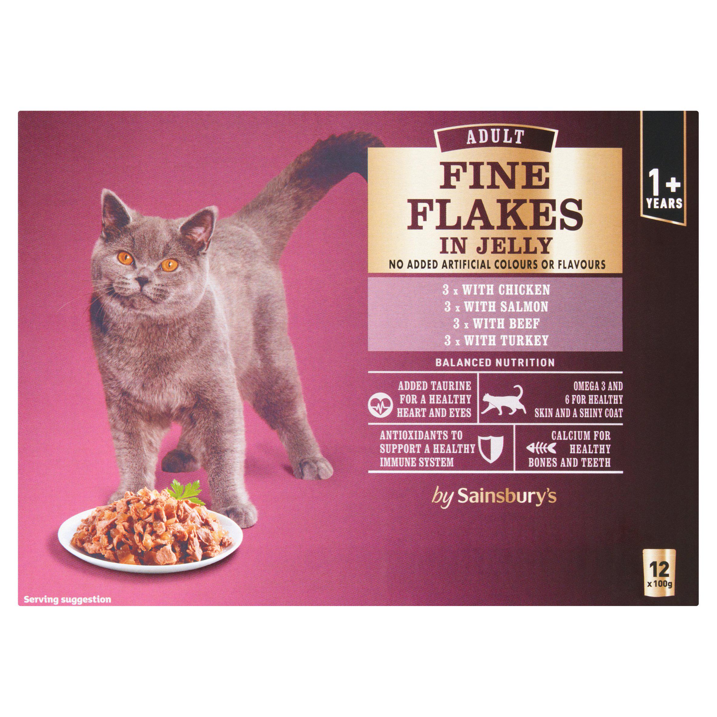 Sainsbury's Fine Flakes cat food variety pack 12x100g (British brand)
