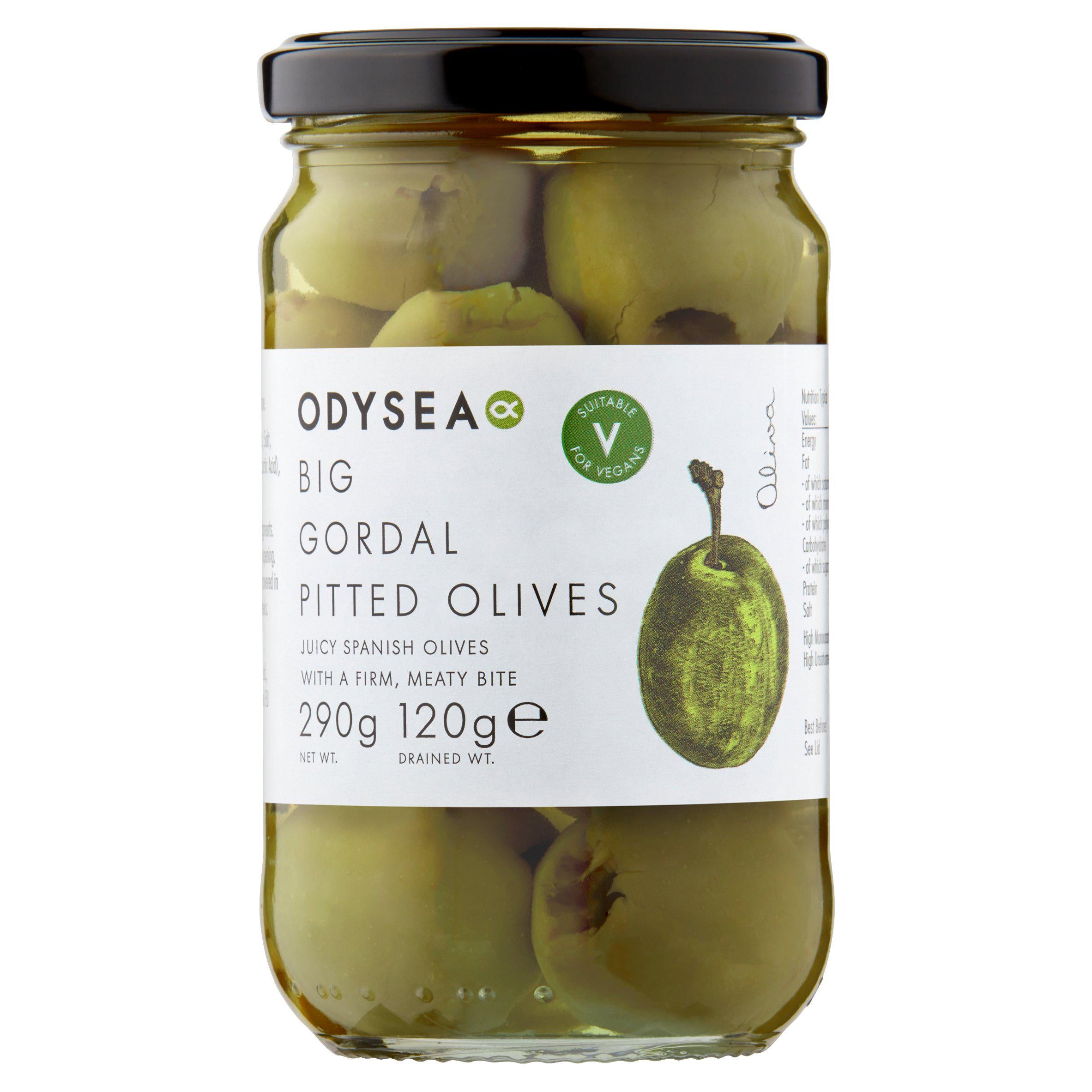 Odysea Big Gordal pitted olives 290g, imported from the UK