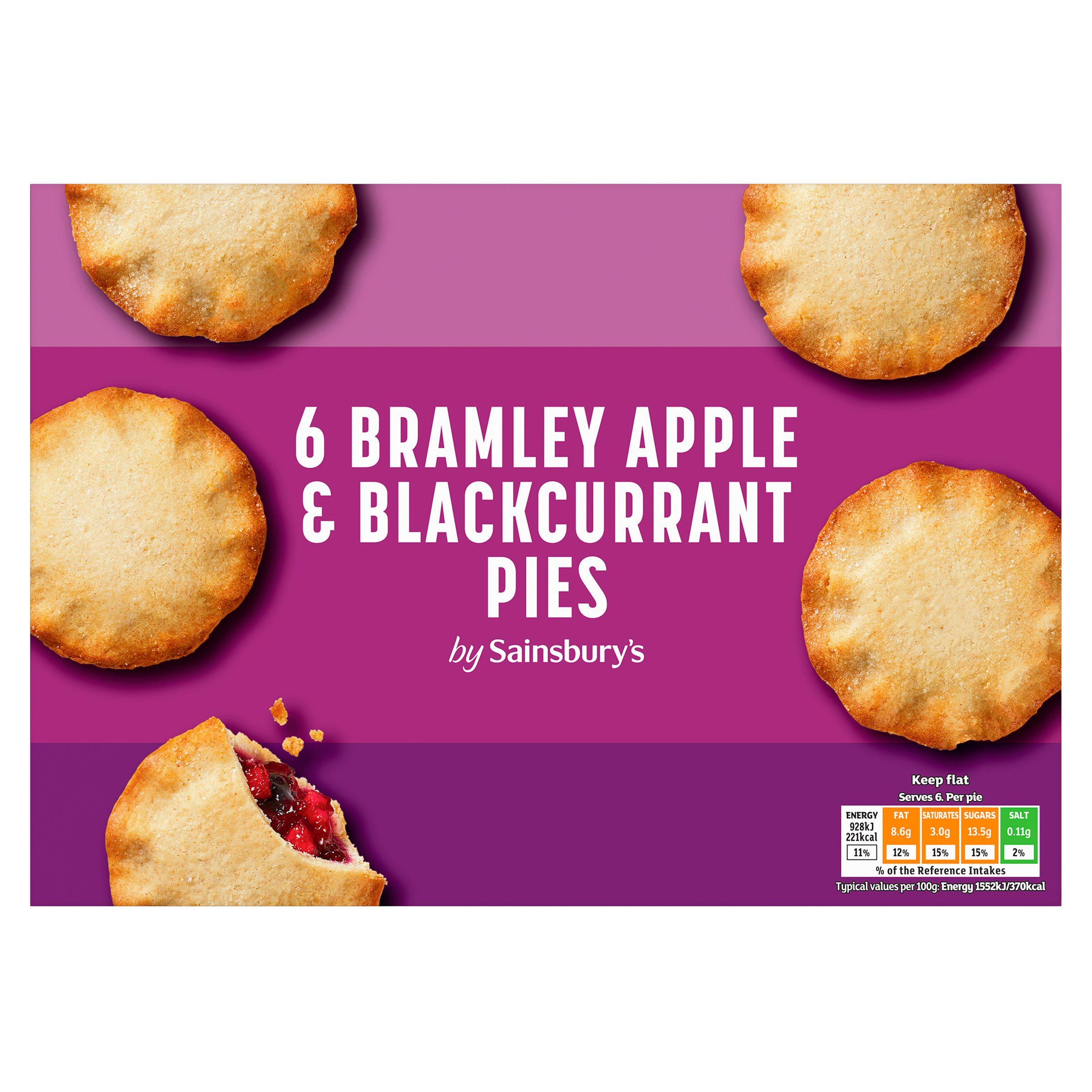 Sainsbury's Bramley apple and blackcurrant pies 315g (British brand)