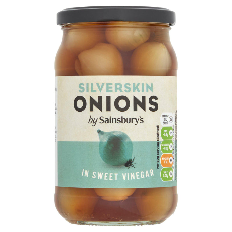 Sainsbury's sweet silverskin onions in vinegar 440g, UK version