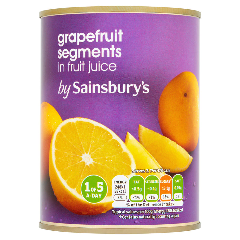 Sainsbury's grapefruit segments unsweetened 539g, imported from the UK