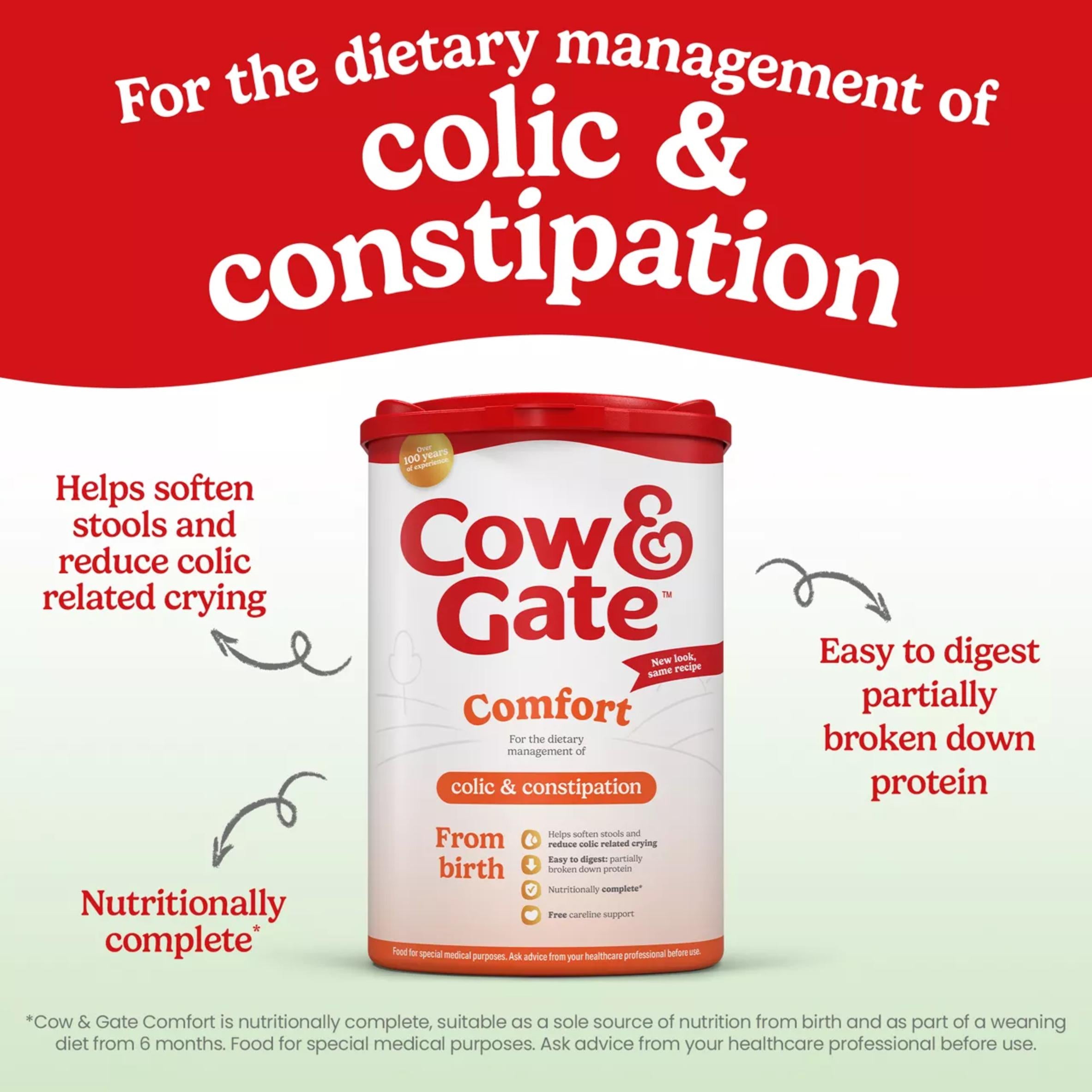 Cow & Gate Comfort baby formula 800g, imported from the UK