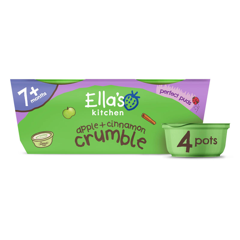 Ella's Kitchen apple cinnamon crumble baby pudding 7 months+ 4x80g, UK version