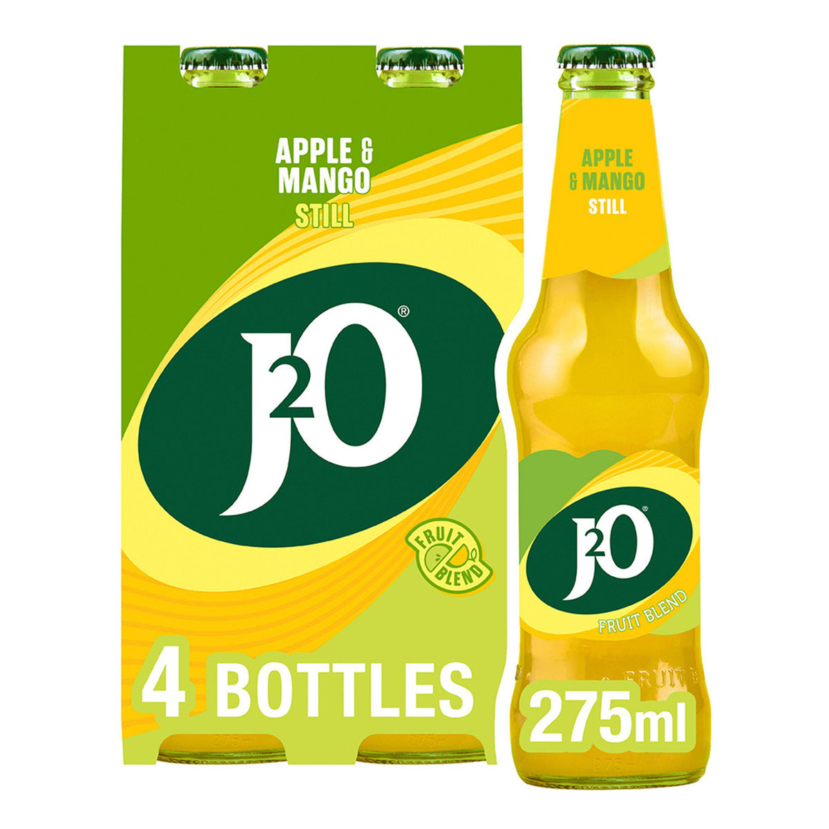 J2O Apple & Mango soft drink 4x275ml, imported from the UK