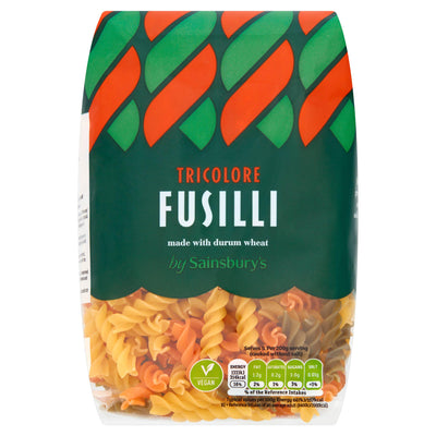 Sainsburys Sainsbury's Fusilli Tricolori Pasta 500g- Buy online at McGrocer