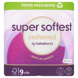 Sainsbury's Super Soft Cushioned toilet tissue 9 rolls, imported from the UK