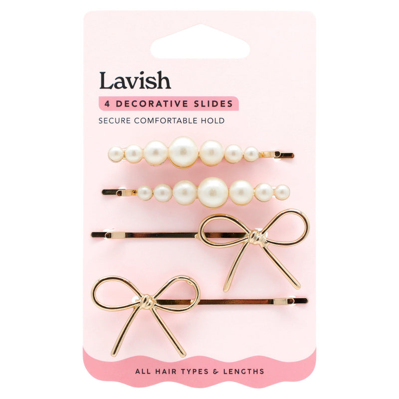 Lavish decorative hair slides set of 4, UK version