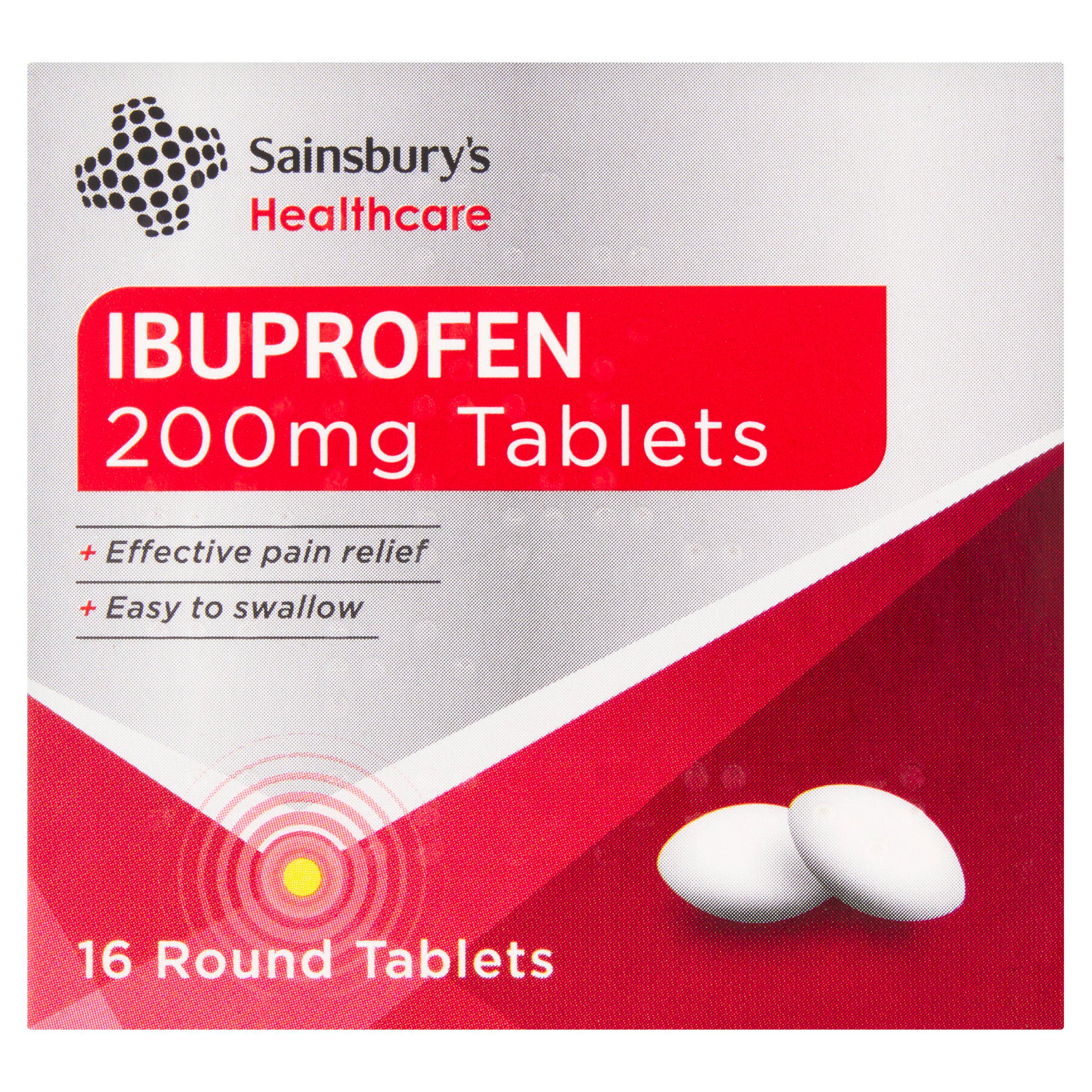 Sainsbury's Ibuprofen 200mg pain relief tablets 16 pack (British brand)