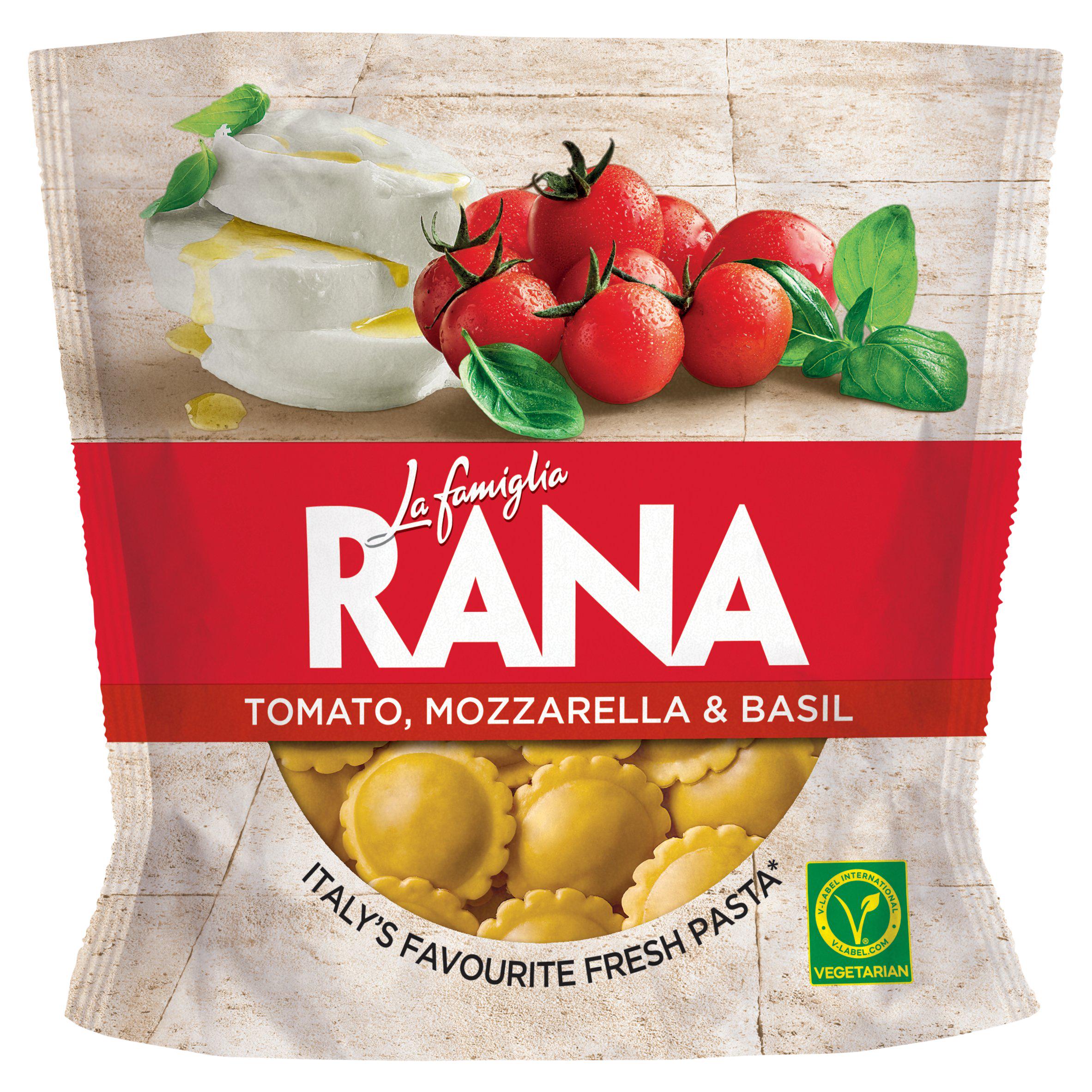 La Famiglia Rana tomato mozzarella basil ravioli 250g, UK version