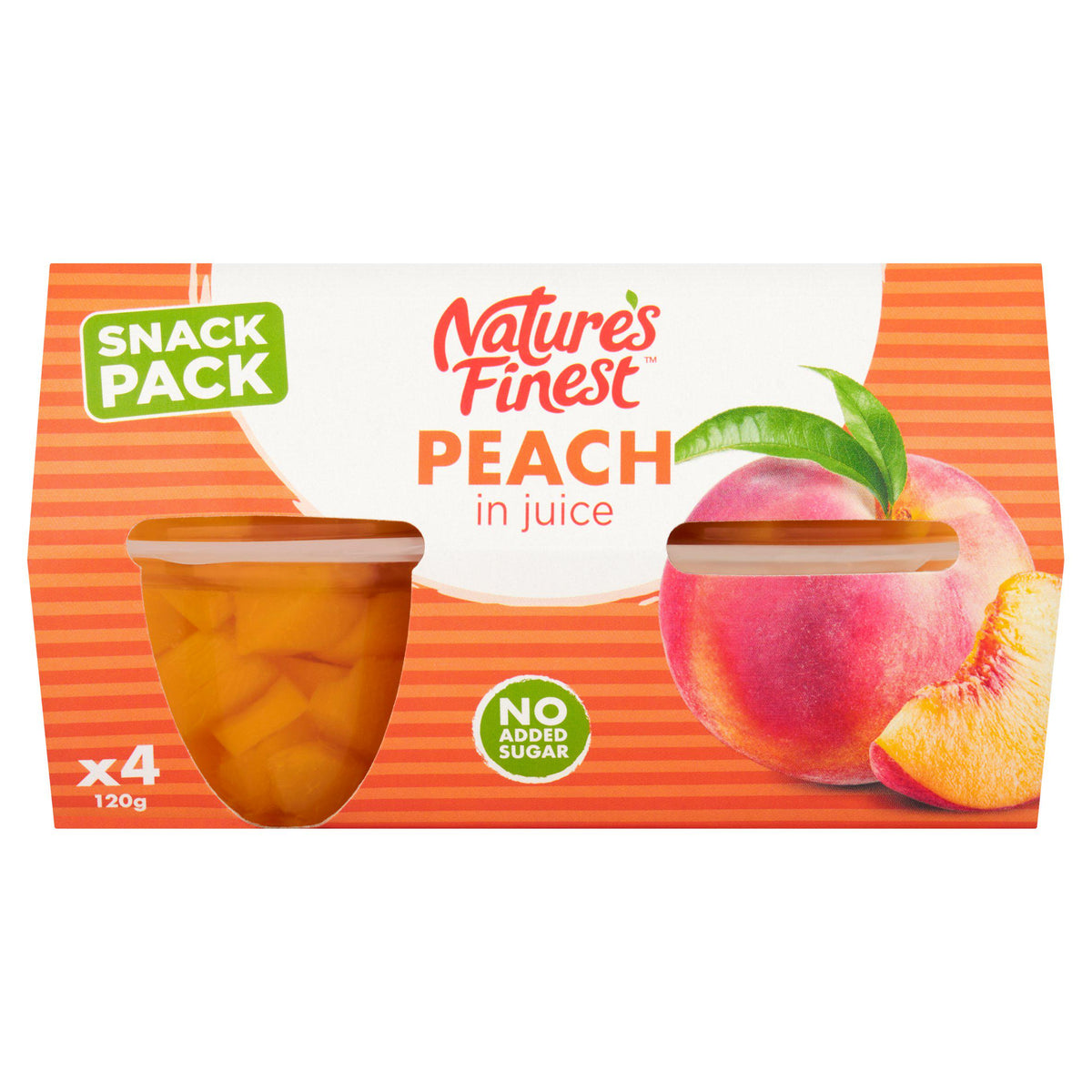 Nature's Finest diced peaches in juice 4x120g, UK version