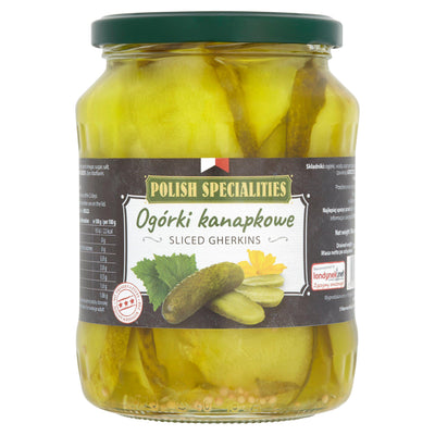 Sainsburys Polish Specialities Sliced Gherkins 720ml- Buy online at McGrocer