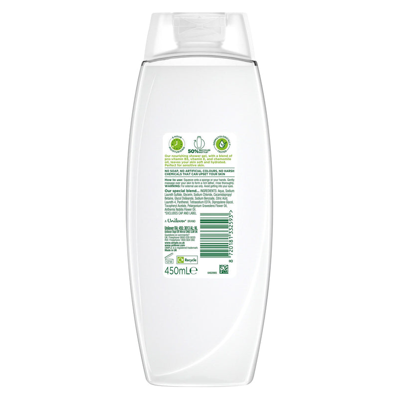 Simple Nourishing Shower Gel body wash 450ml, UK version