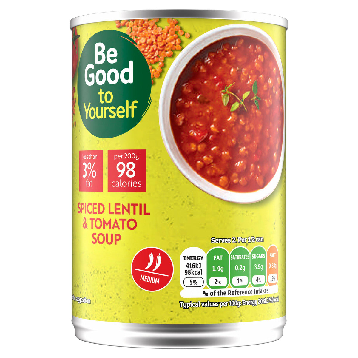 Sainsbury's tomato and spicy lentil soup 400g, UK version