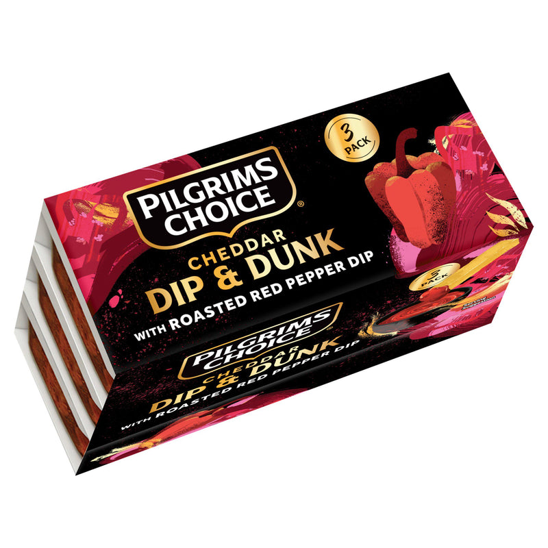 Pilgrims Choice cheddar dip with roasted red pepper 3x52g - British product