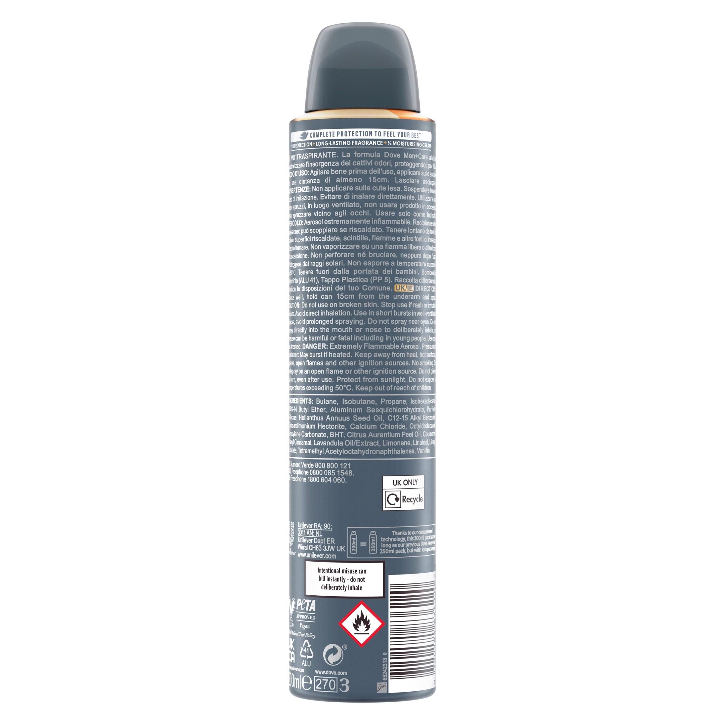 Dove antiperspirant deodorant spray Advanced Active Comfort 200ml, imported from the UK