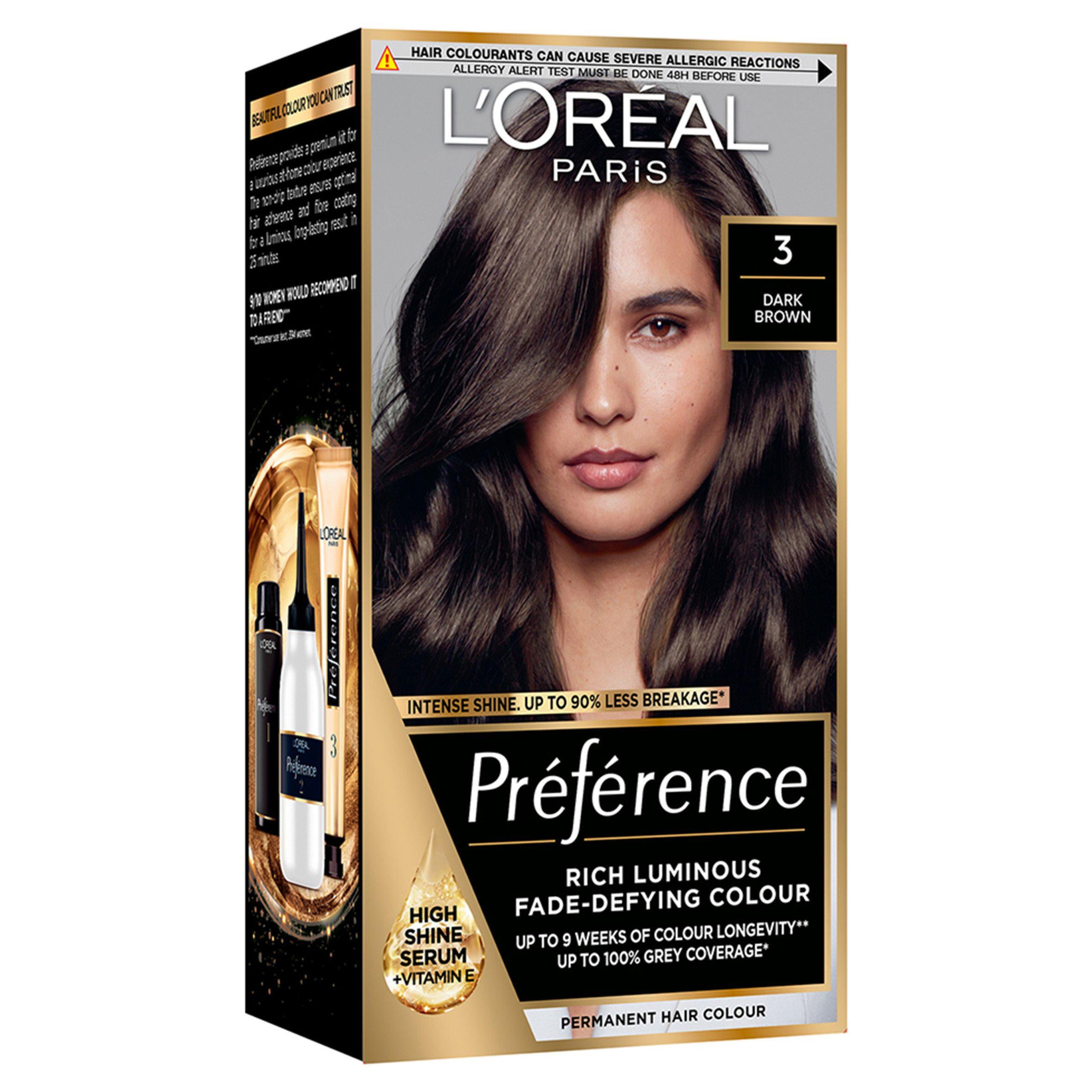 L'Oreal Paris permanent hair dye Brasilia Dark Brown 3.0, imported from the UK