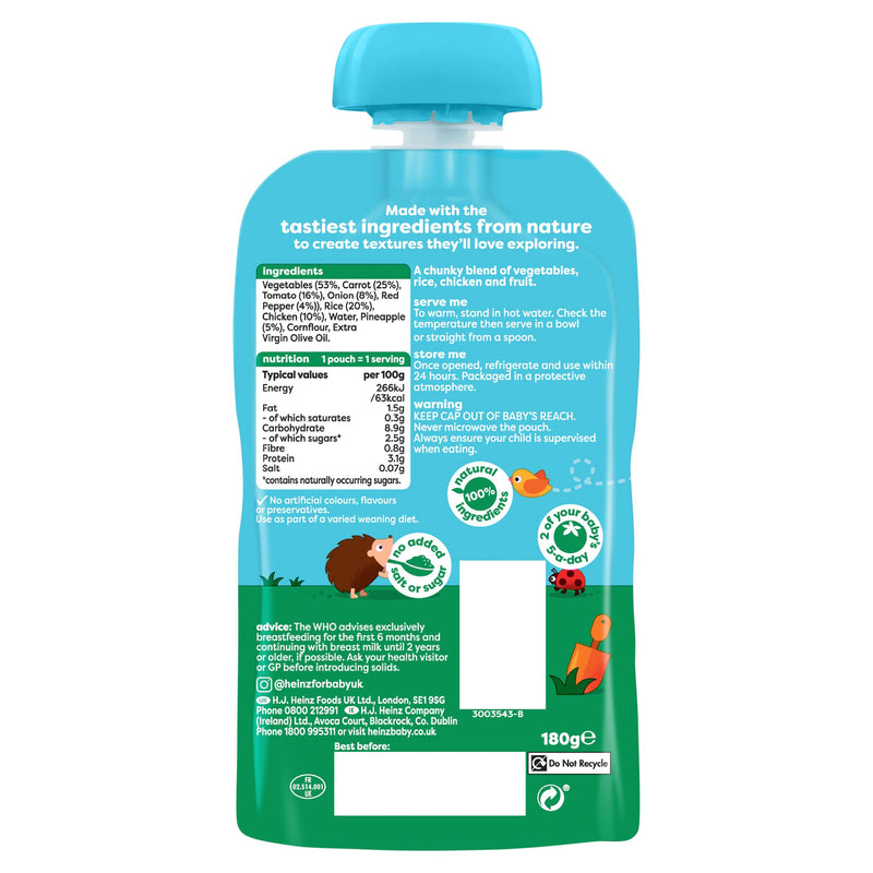 Heinz sweet and sour chicken baby food pouch 180g - British product