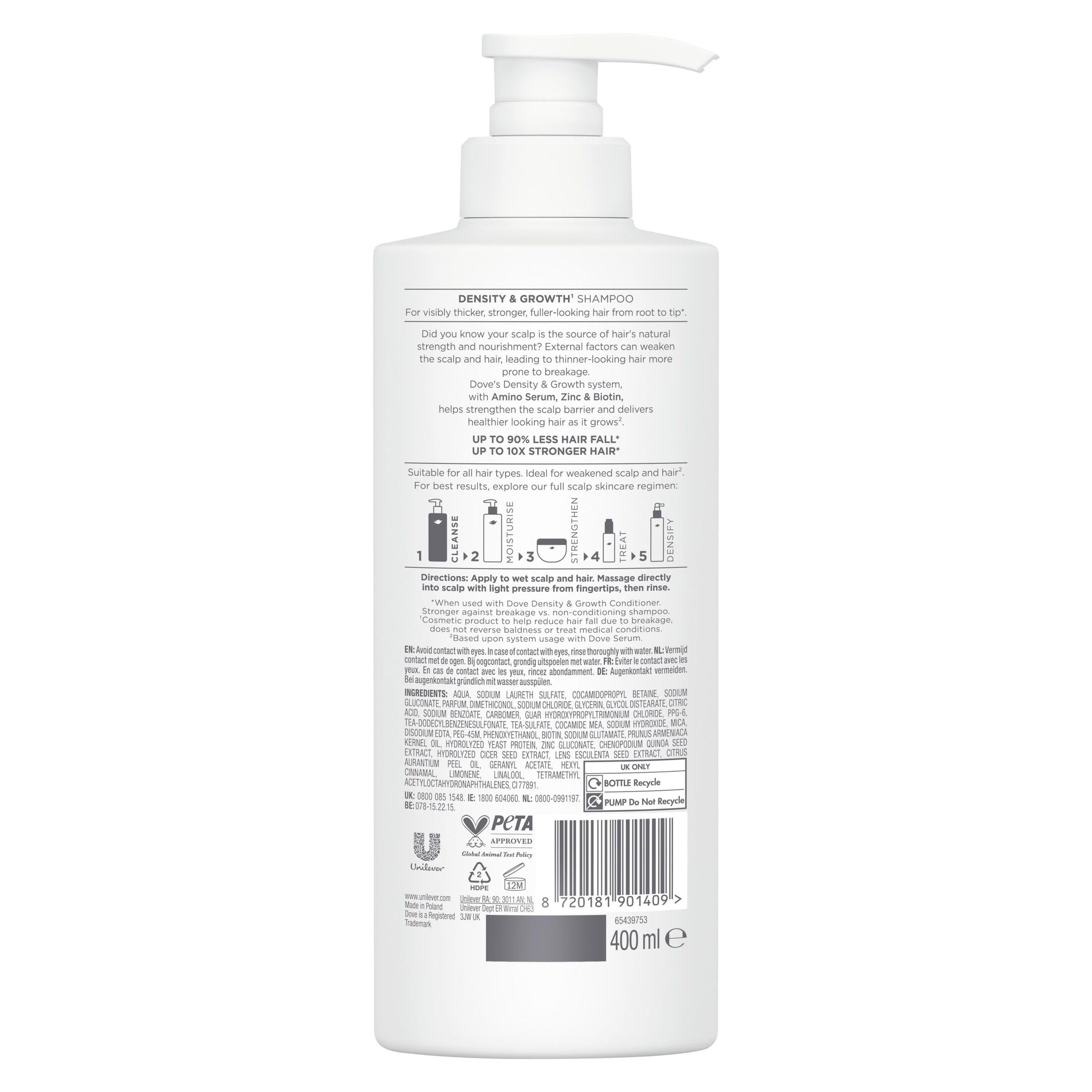 Dove Density & Growth Shampoo 400ml, imported from the UK