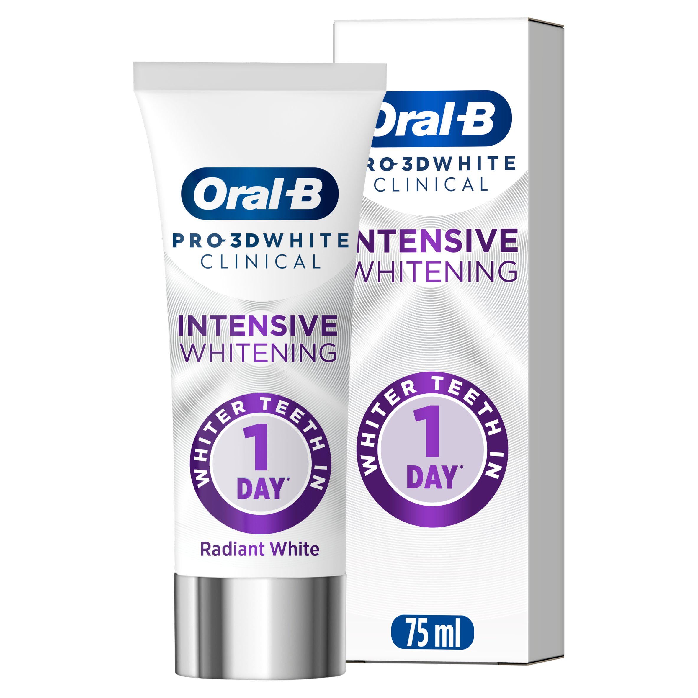 Oral-B Pro 3D White Radiant Toothpaste 75ml, imported from the UK