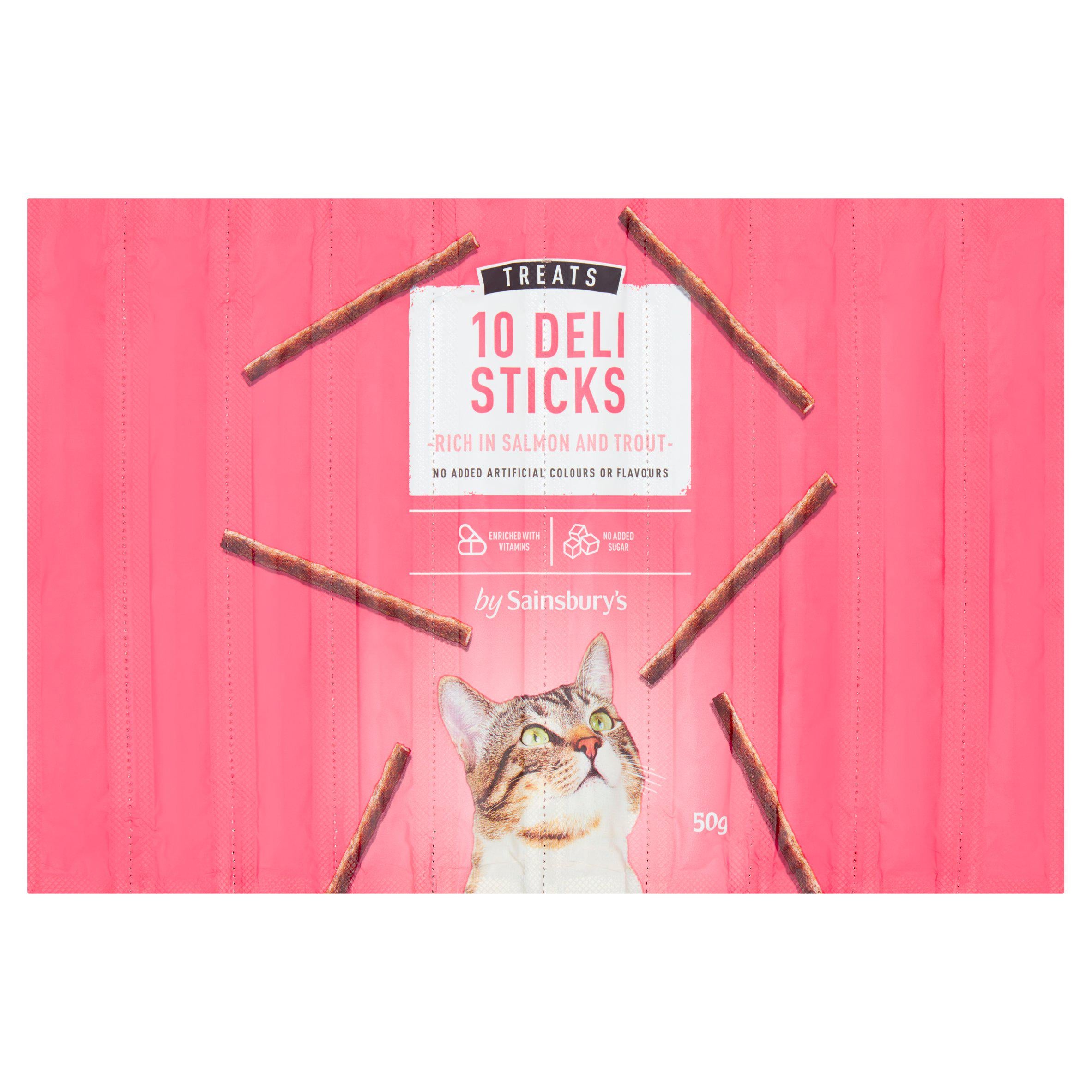 Sainsbury's Cat Treat Sticks Salmon Trout 50g - British product