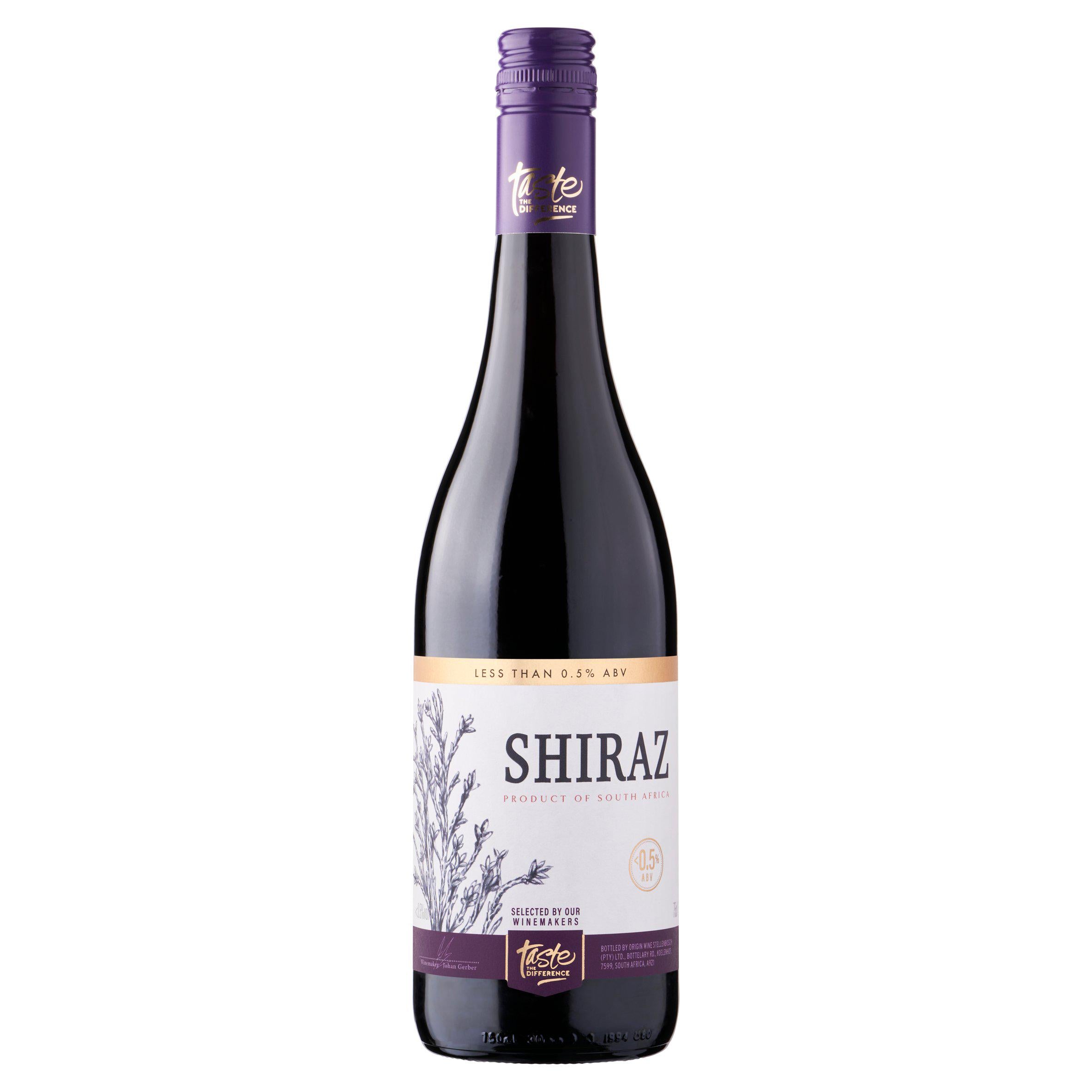 Sainsbury's Taste the Difference de-alcoholised Shiraz red wine 75cl, imported from the UK