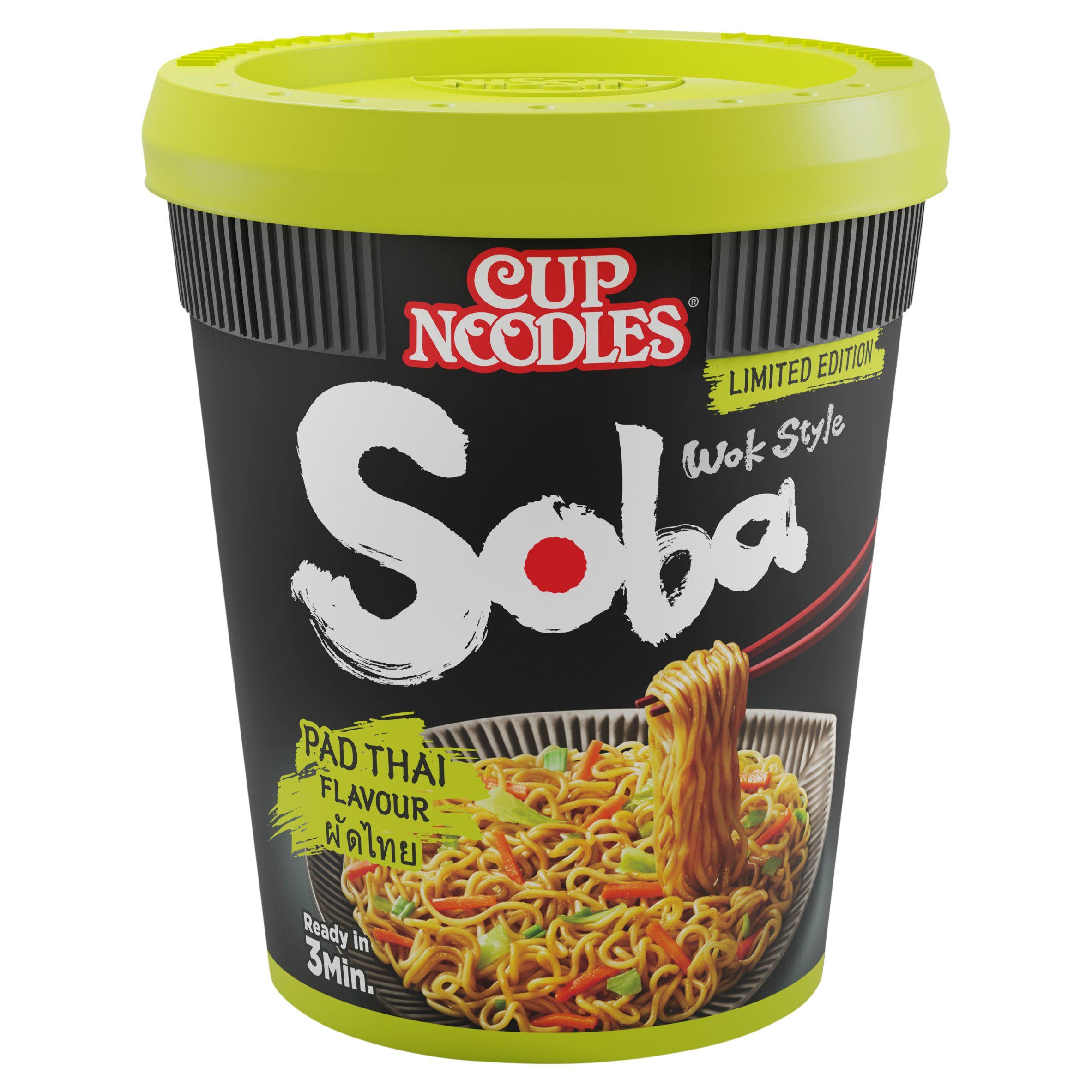 Nissin Soba Pad Thai noodles pot 89g, imported from the UK