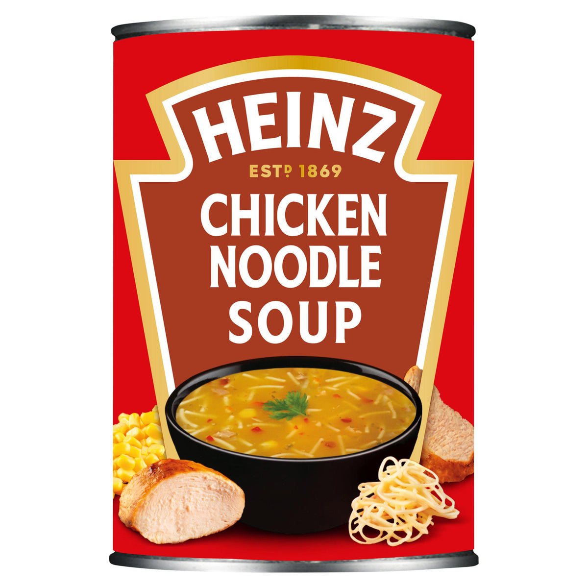 Heinz chicken noodle soup 400g can, imported from the UK