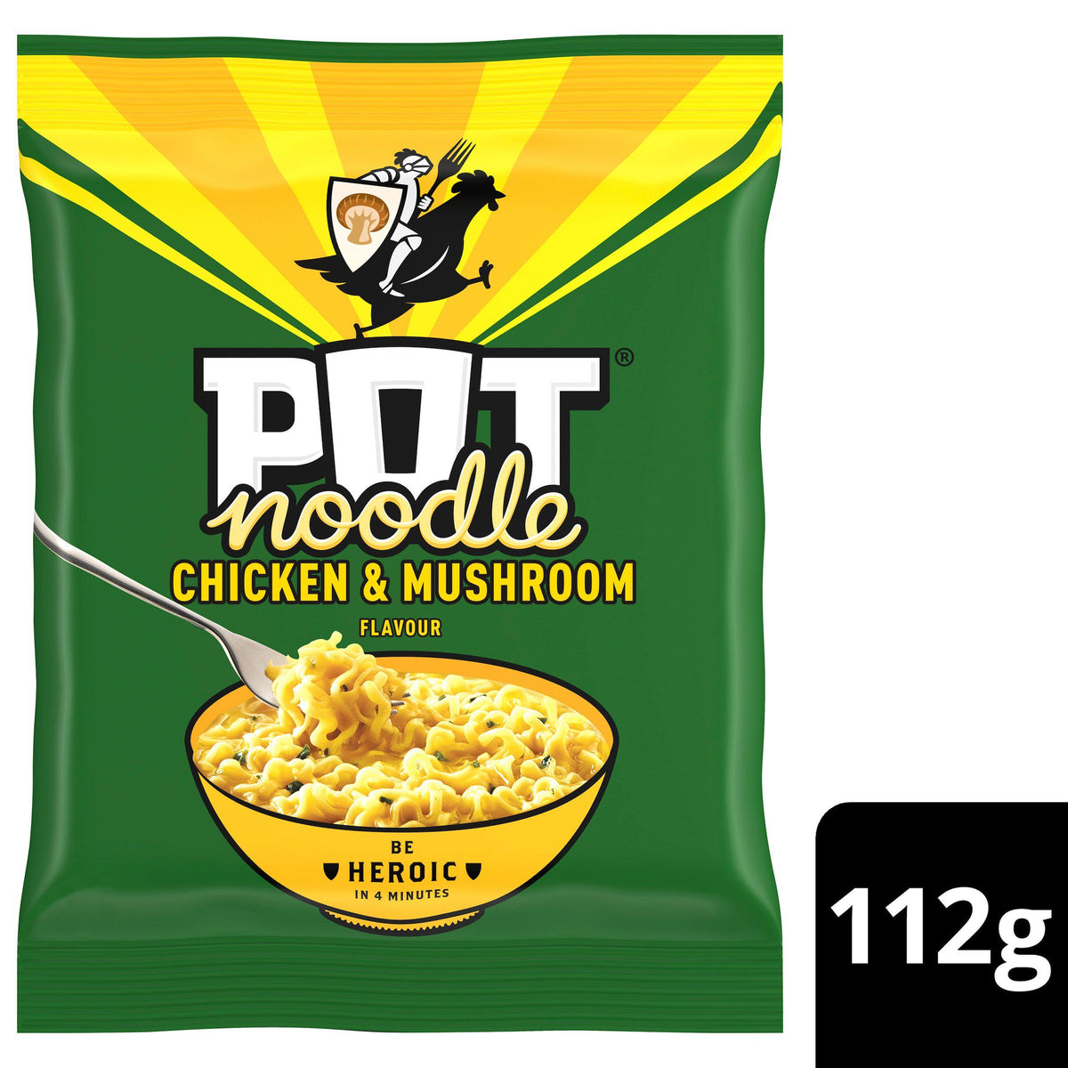 Pot Noodle instant chicken and mushroom noodles block 112g, UK version